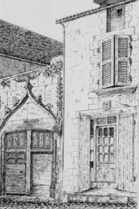 Maison à coté du Logis de la Grande-Barre, avant 1875 (Mémoires SAO, 1875, pl. VI).