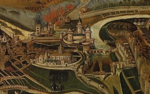 François Nautré, Le siège de Poitiers par l’amiral Gaspard de Coligny en 1569, détail, 1619. Poitiers, Musée Sainte-Croix, inv. 820.1. 