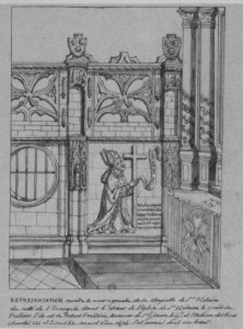 Cloture du choeur et monument funéraire de Robert Poitevin, Poitiers, Eglise Saint-Hilaire (coll. Gaignières)