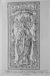Pierre tombale de René Caillet. Abbaye de Saint-Jean de Montierneuf (coll. Gaignières).