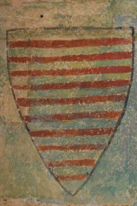Écus aux armes Lusignan-La Marche. Vivonne, église Saint-Georges, bras nord du transept, enfeu.